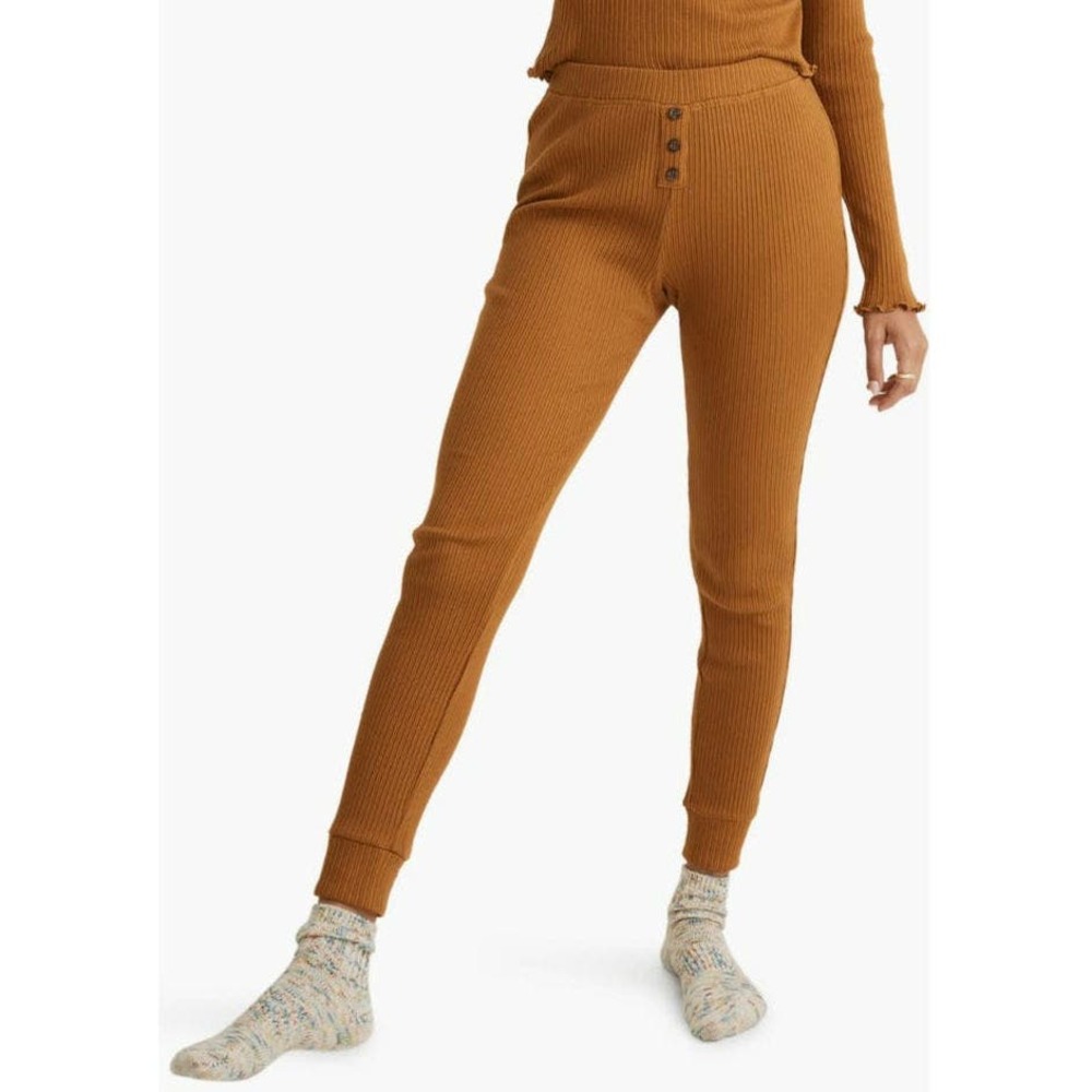 Madewell Ribbed Knit Slim Pajama Pants Golden Yellow - Picture 1 of 9